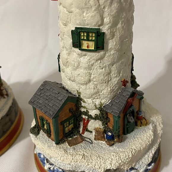 VTG Christmas Lighthouse Candlesticks Filling Santas Sack & Waiting for Santa - Picture 6 of 10
